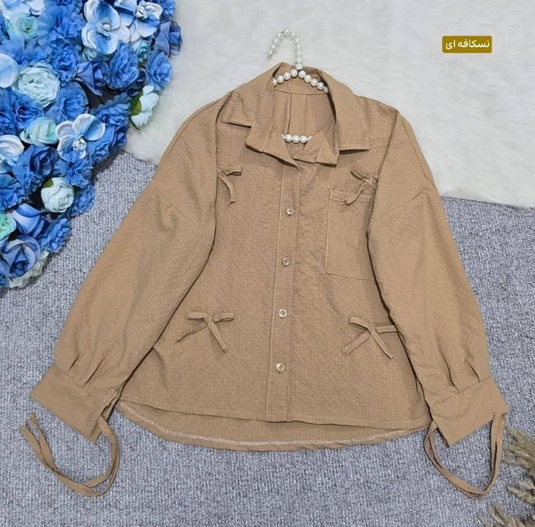 شومیز مانتویی پاپیون دکمه دار🎀😍کد 9344 سارین