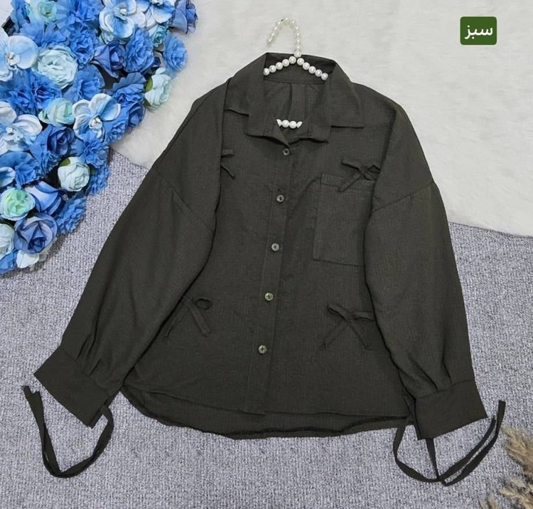 شومیز مانتویی پاپیون دکمه دار🎀😍کد 9344 سارین