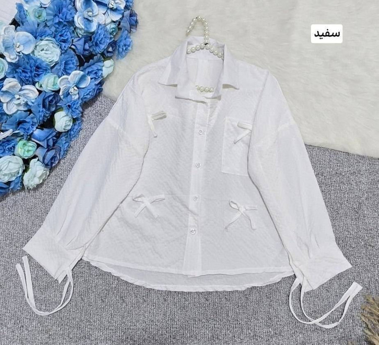 شومیز مانتویی پاپیون دکمه دار🎀😍کد 9344 سارین