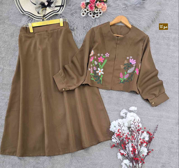 ست کت و دامن دلارام🌿 با رنگ بندی و کیفیت عالی ✅والی13157