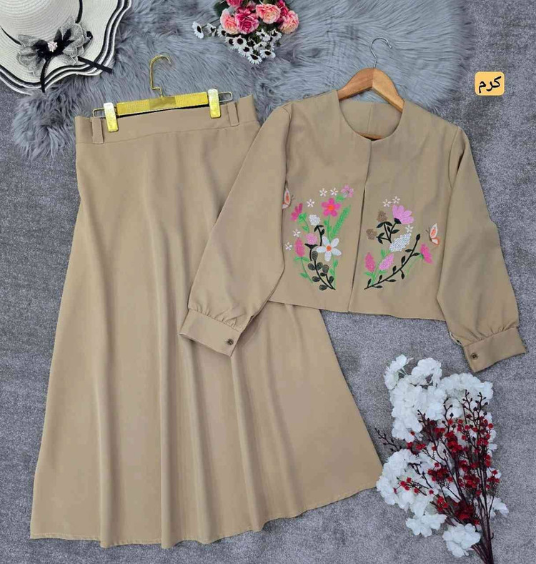 ست کت و دامن دلارام🌿 با رنگ بندی و کیفیت عالی ✅والی13157