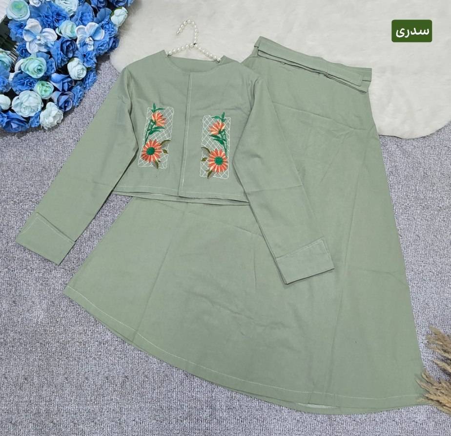 ست کت و دامن گلدوزی آنیل🥰♥کد 20902 سارین
