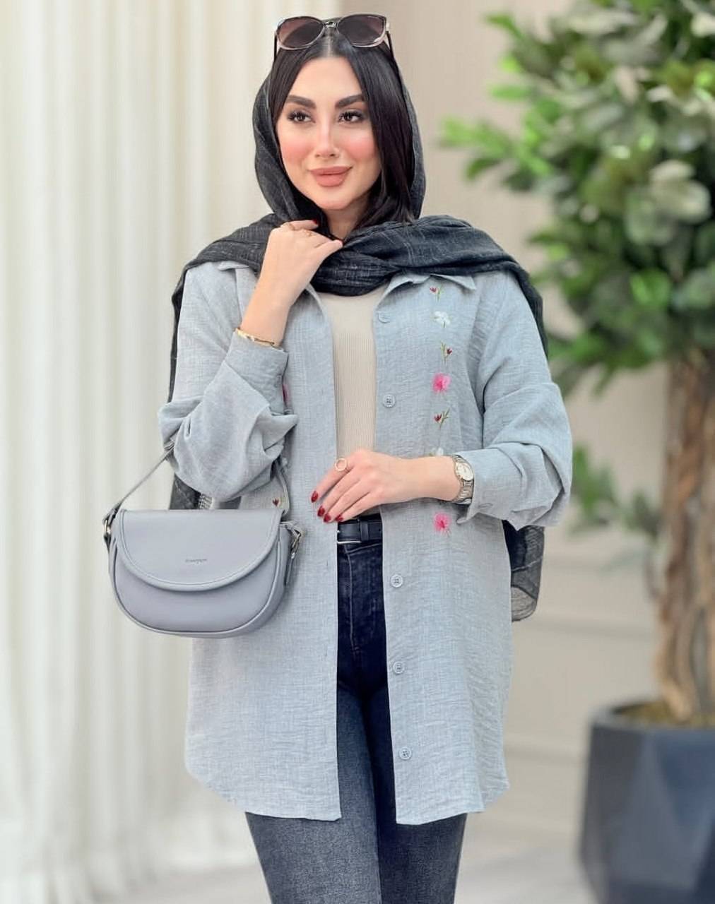 شومیز مانتویی شبدر 🌿 با رنگ بندی و کیفیت عالی ✅والی8143