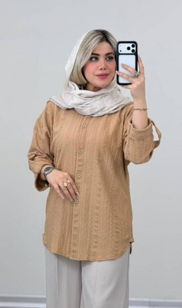 شومیز مانتوی مراکشی 🌿 با رنگ بندی و کیفیت عالی ✅والی21277