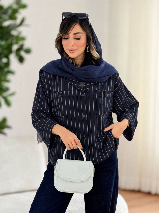 شومیز مانتویی صنم 🌿 با پارچه شانتون درجه ۱ ✅ و رنگ بندی ✅ساری19661