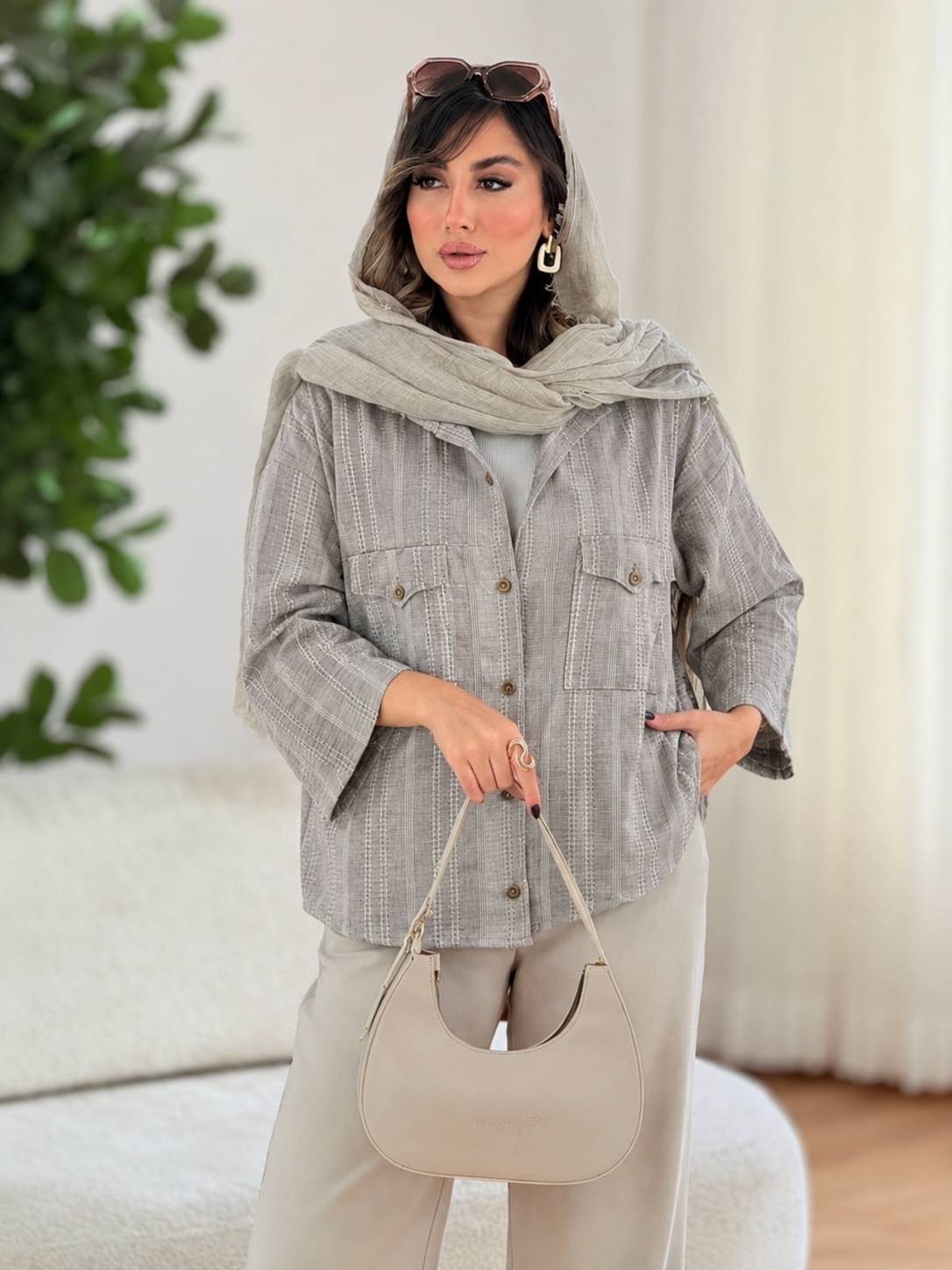 شومیز کوک دوزی پرنیا 🌿 با رنگ بندی و کیفیت عالی ✅ساری19714