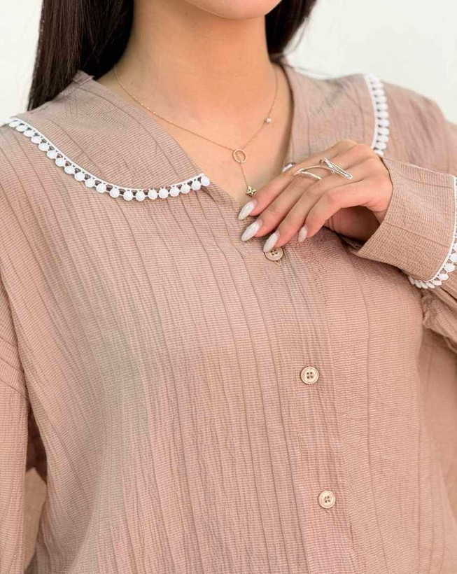 شومیز شیشهای یسنا 🌿 با رنگ بندی و کیفیت عالی ✅ساری20966