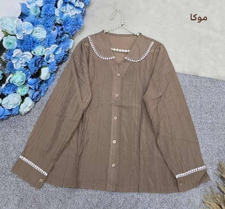 شومیز شیشهای یسنا 🌿 با رنگ بندی و کیفیت عالی ✅ساری20966