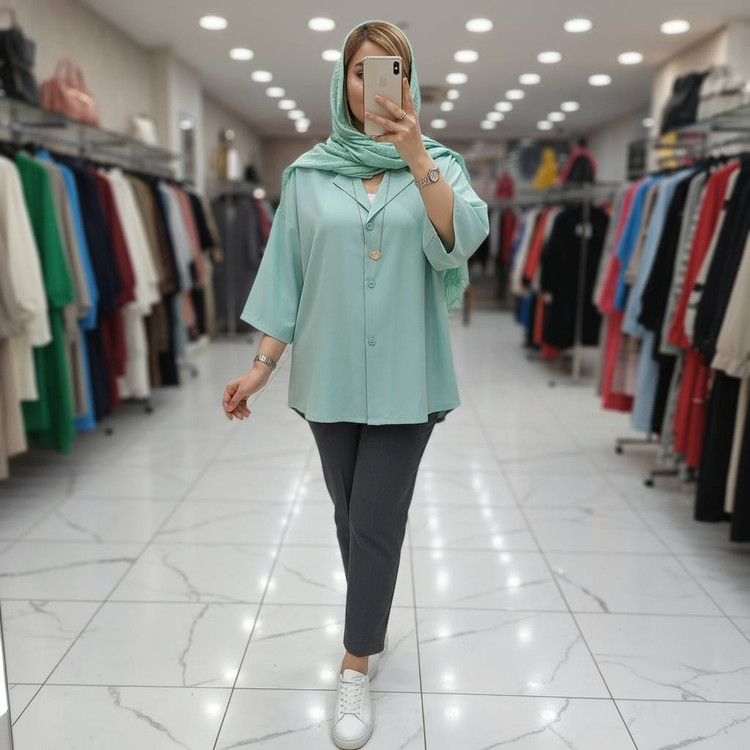 مانتو لنین ترنج 🌈 با رنگ بندی و کیفیت عالی✅ساری18366