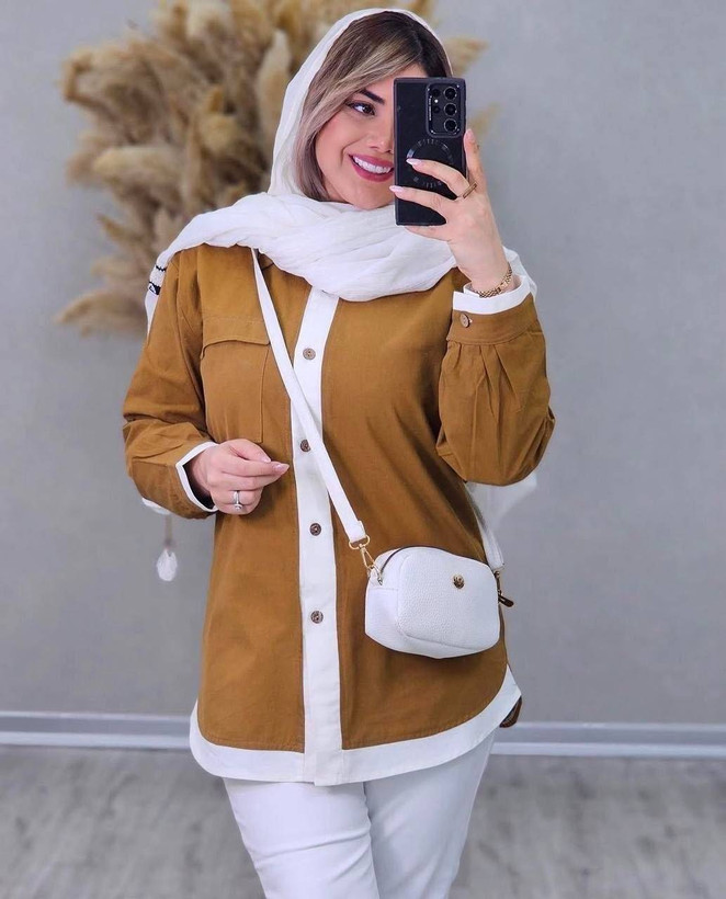 مانتو لنین دو رنگ 🌈 با رنگ بندی و کیفیت عالی ✅ساری16919