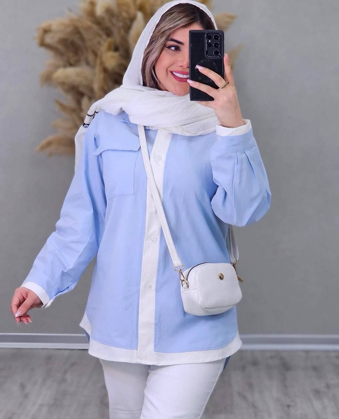 مانتو لنین دو رنگ 🌈 با رنگ بندی و کیفیت عالی ✅ساری16919
