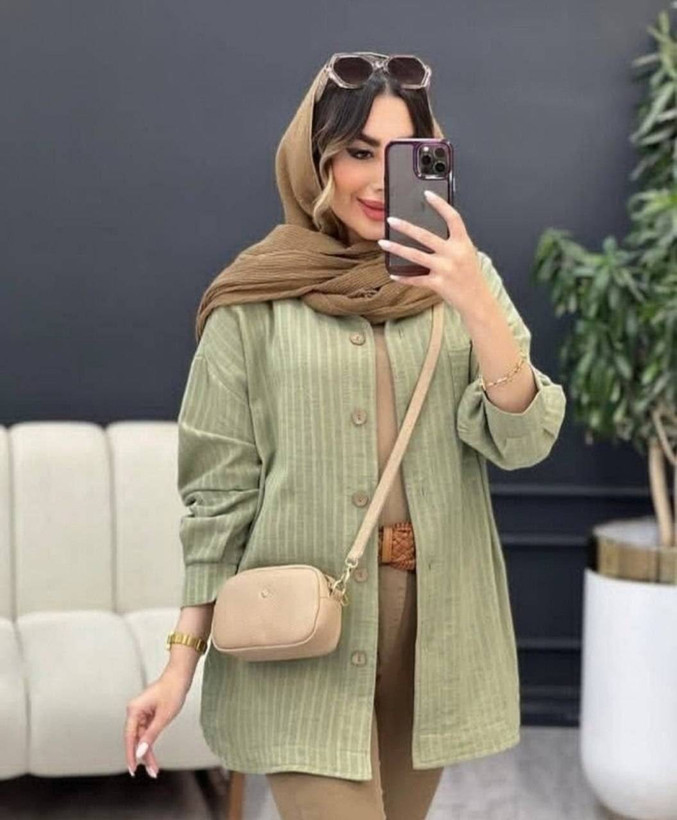 شومیز مانتویی خاتون 🌈با رنگ بندی و کیفیت عالی✅ساری16815