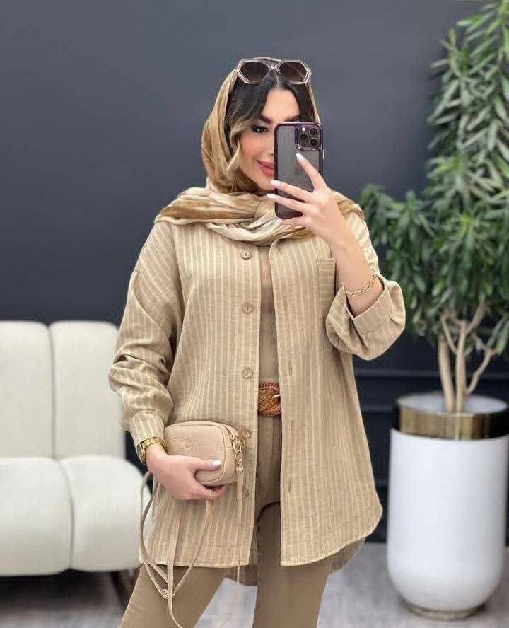 شومیز مانتویی خاتون 🌈با رنگ بندی و کیفیت عالی✅ساری16815