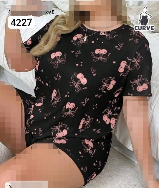 ست تیشرت شورتک لاکرا سافت سایز بزرگ ۴۲۲۷ بزمی🛍🎀💯