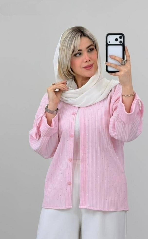 شومیز نگینی مدل ویانا 🌈 با رنگبندی و کیفیت عالی ✅ساری16574