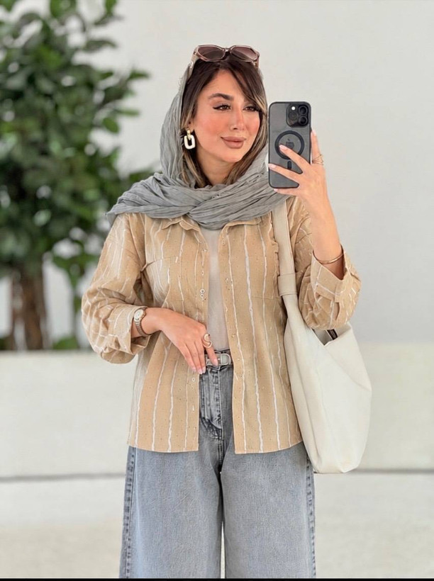 مانتو راه راه نفیس 🌿 با کیفیت عالی ✅ساری13368