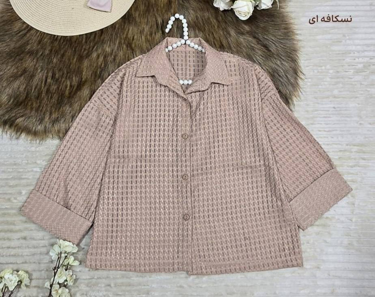 شومیز باکسی حصیری 🌿 با کیفیت عالی و رنگ بندی ✅ساری18175