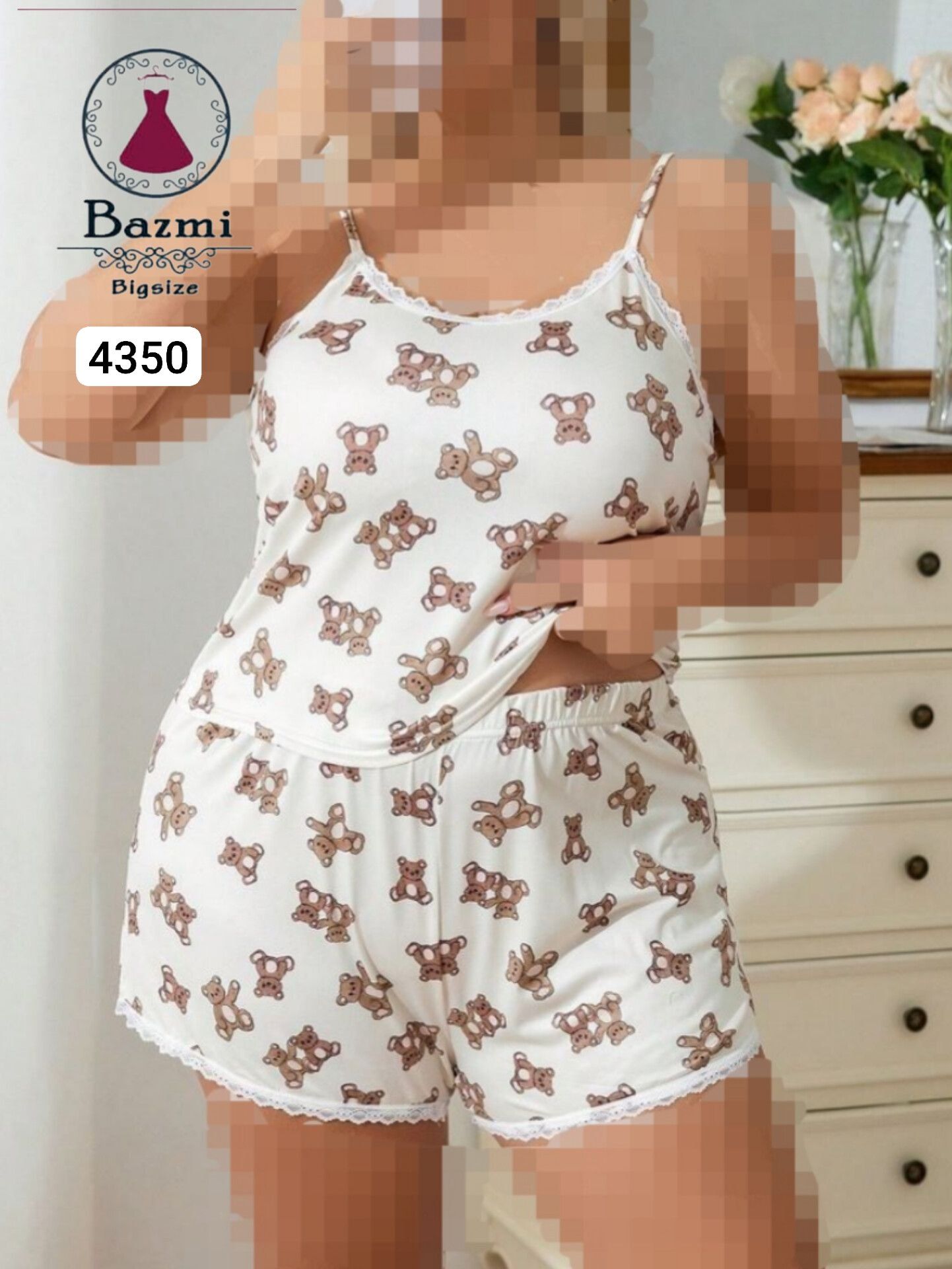 ست تاپ شورتک سایز بزرگ ۴۳۵۰ بزمی 🎀🛍