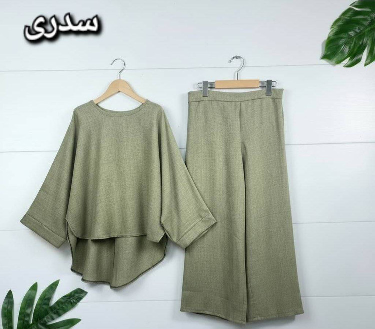 ست شومیز و شلوار سرو 🌿 با رنگ بندی و پارچه شانتون با کیفیت ✅الیش21336