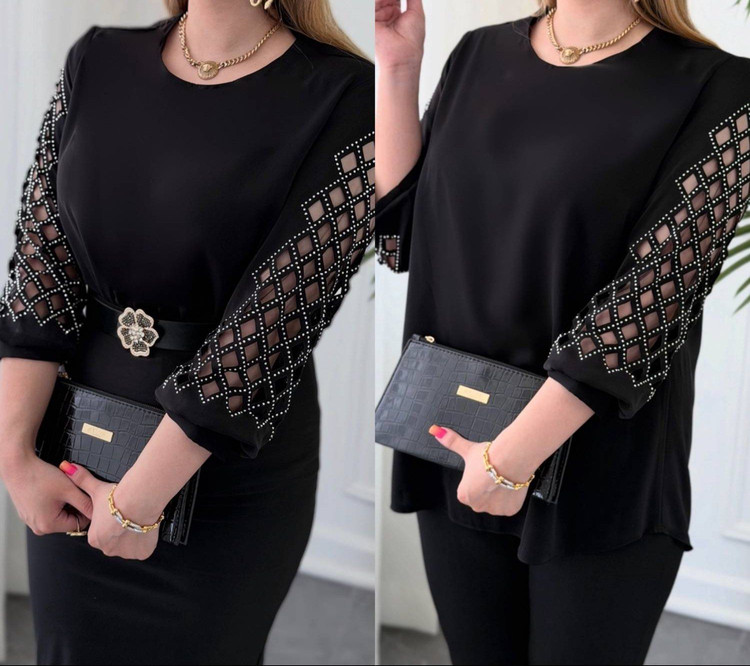 شومیز آستین پنجره ای الیزه درجه یک 🌈🛍🎀💯۱۶۲۸۵ نفیس