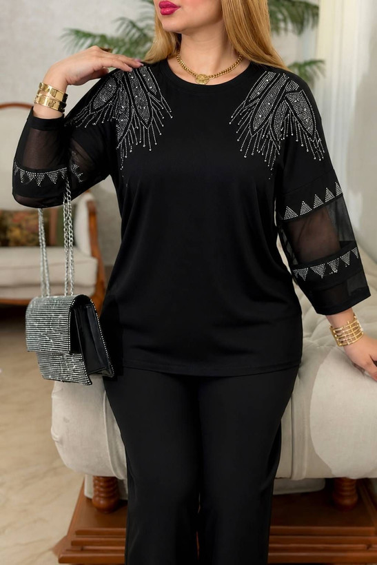 بلوز ویسکوز نگین دار پنبه ای با کیفیت 🎀🌈🛍۱۰۵۰۲ نفیس