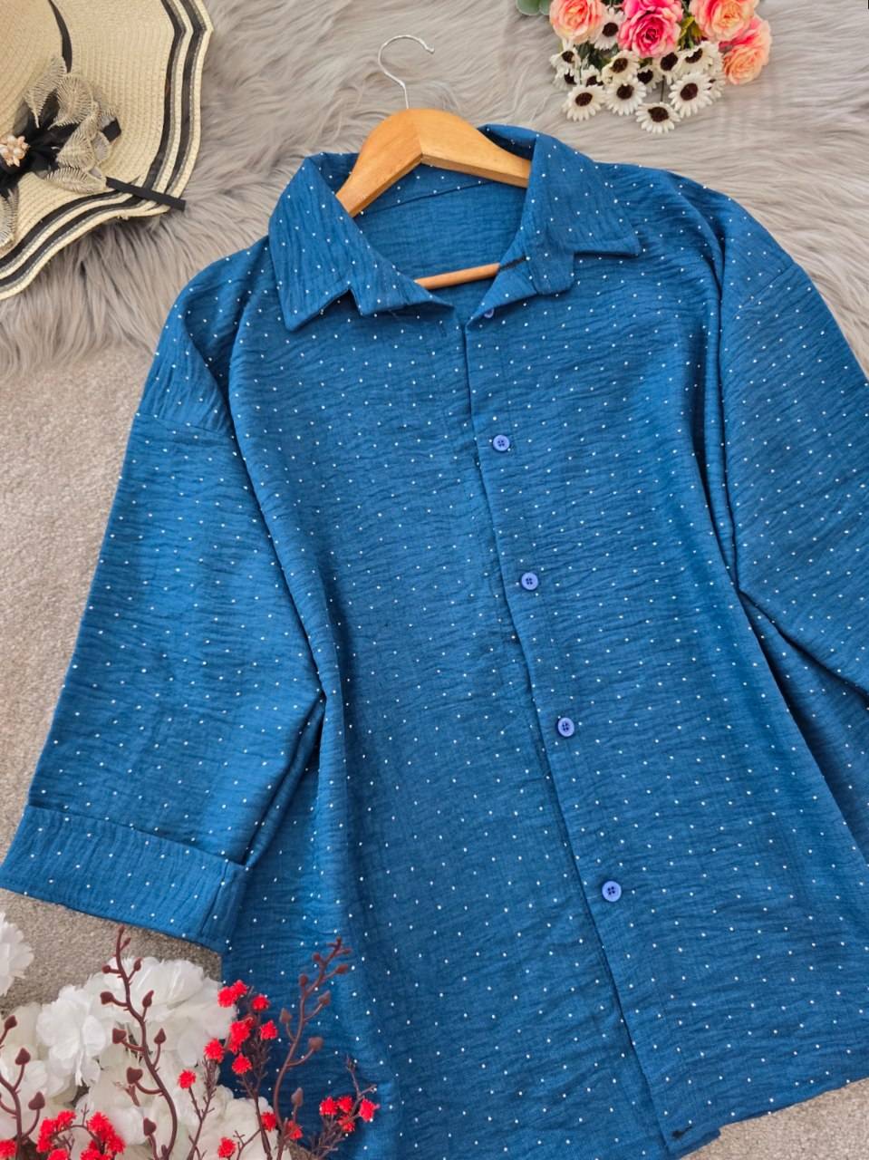 شومیز نگینی افروز 🌿 با رنگ بندی و کیفیت بسیار عالی ✅والی19596