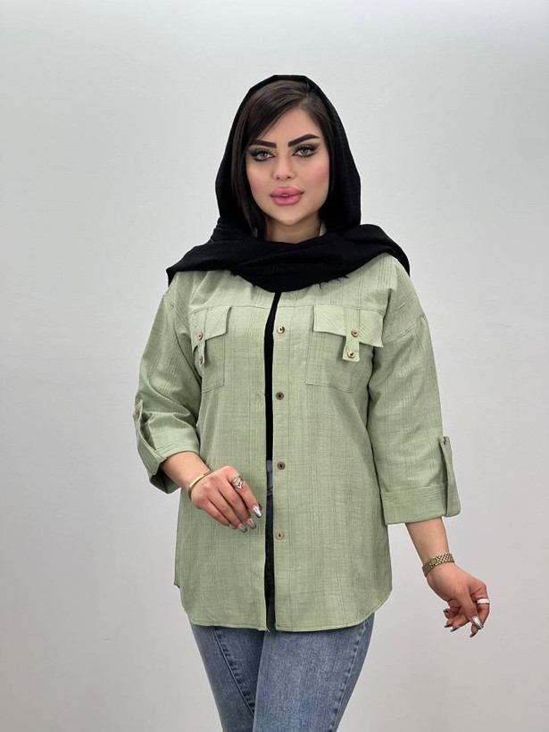 شومیز مانتویی آستین پاگون دار مهلا 🥰❤️کد 515 شانی