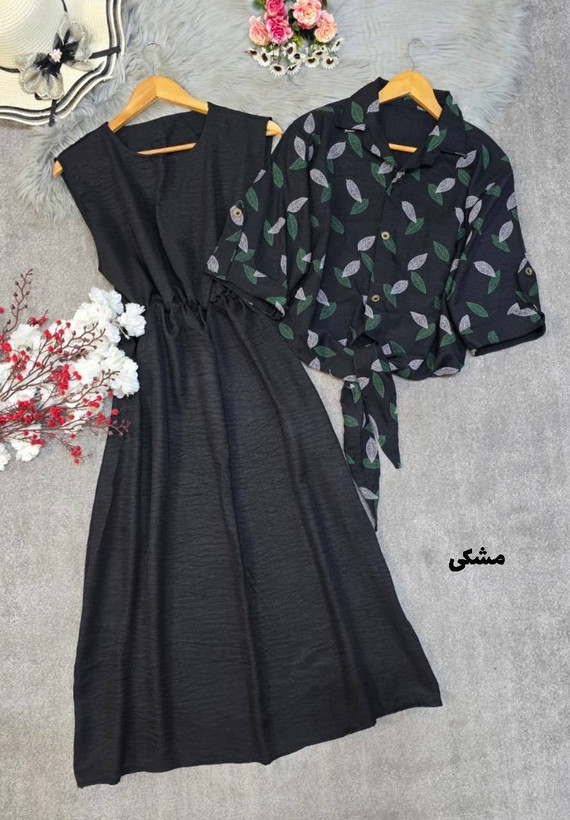 شومیز گرهای و سارافون شایلی 🌿 با رنگ بندی و کیفیت عالی ✅والی15644