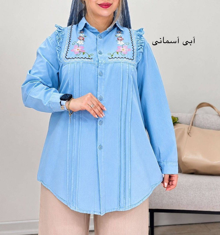 شومیز مانتویی الیاف ارکیده 🌈در رنگ بندی و کیفیت عالی ✅شایسته6623