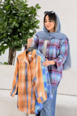 مانتو چهارخونه یلدا 🌿 با رنگ بندی و کیفیت عالی ✅ساری21361