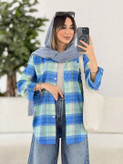 مانتو چهارخونه یلدا 🌿 با رنگ بندی و کیفیت عالی ✅ساری21361