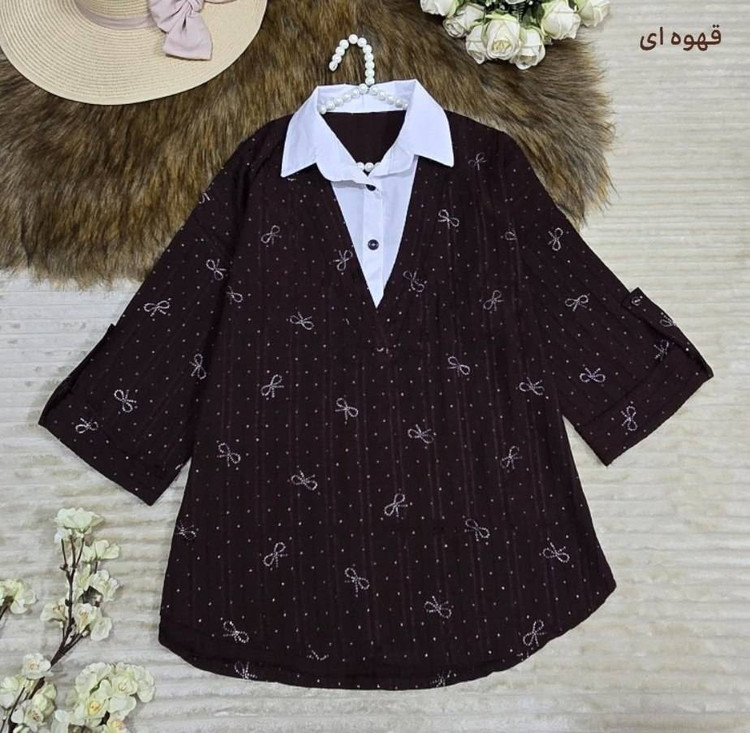 تونیک مانتویی یقه سفید پاپیونی🎀 با رنگ بندی و کیفیت عالی 🌈سارین19519