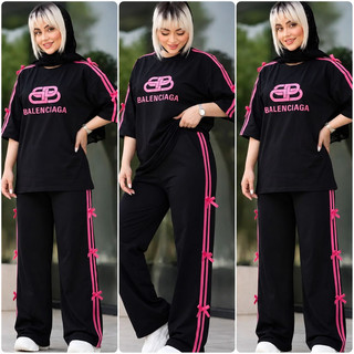 ست تیشرت شلوار بالنسیاگا پاپیونی🎀💗کد#۲۱۷۳۰